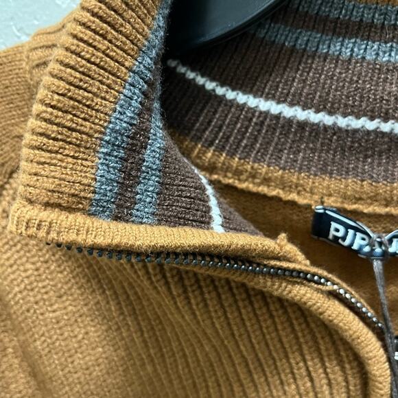 PJ PAUL JONES Men XL 1/4 Zip Sweater Brown Pullover - Picture 5 of 8